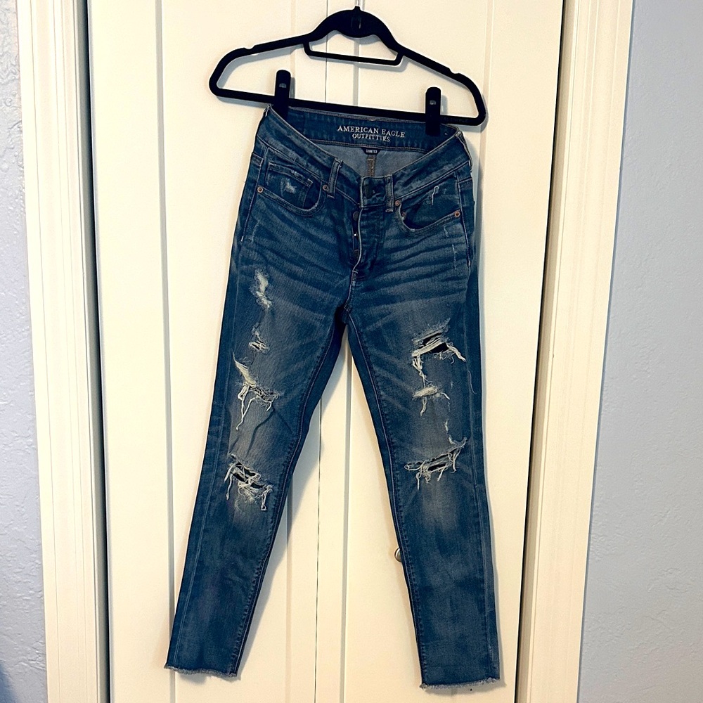 American Eagle Outfitters Women's Distressed Blue Jeans Size 0